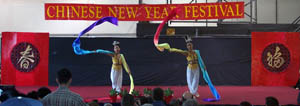 Chinese ribbon dancing performance